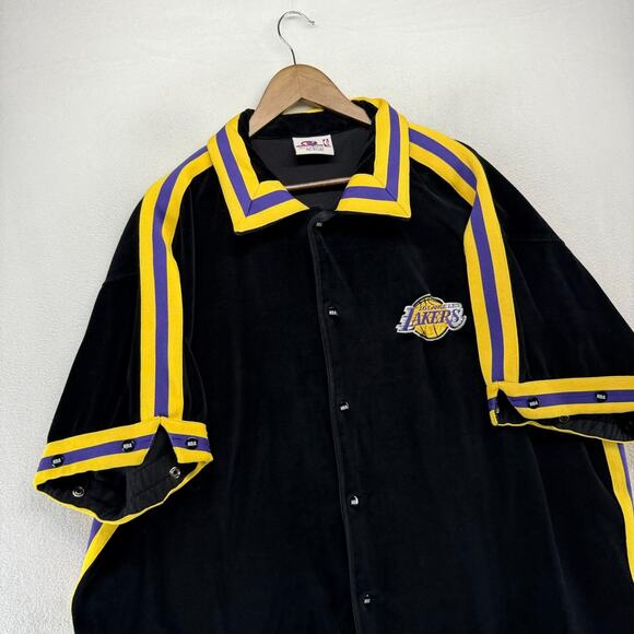 Vintage Los Angeles Lakers Warmup Shirt men's 3XL 3XT Black Suede Velour Snap - Picture 4 of 10